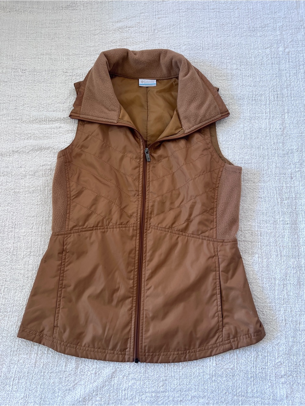 Columbia Brown Quilted Fleece-Trim Vest